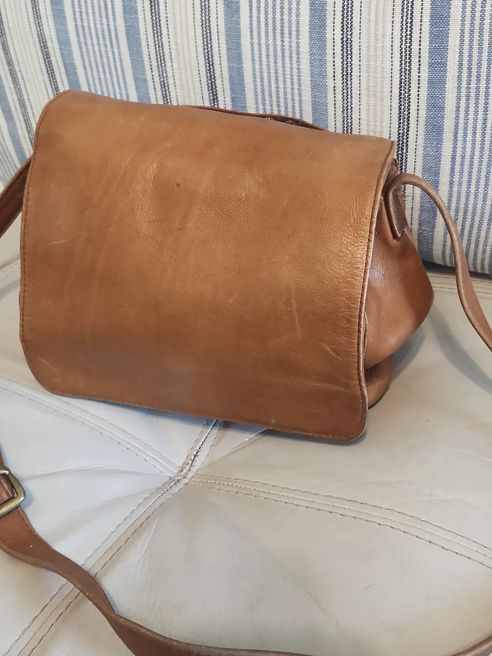 Gabor Tan Leather Flap Crossbody Bag
